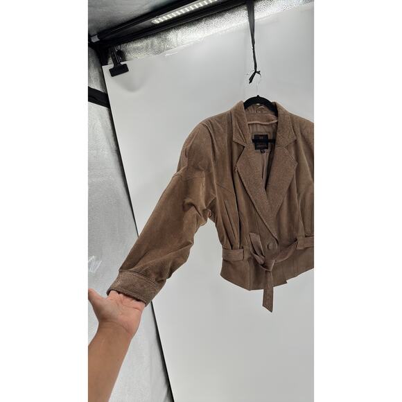 Vintage 80s Byrnes & Baker Belted suede Jacket Size Medium western NFR beige - Picture 5 of 9
